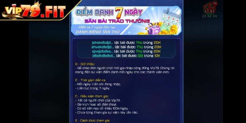 Nhận thưởng 50.000 VNĐ khi đăng nhập hằng ngày