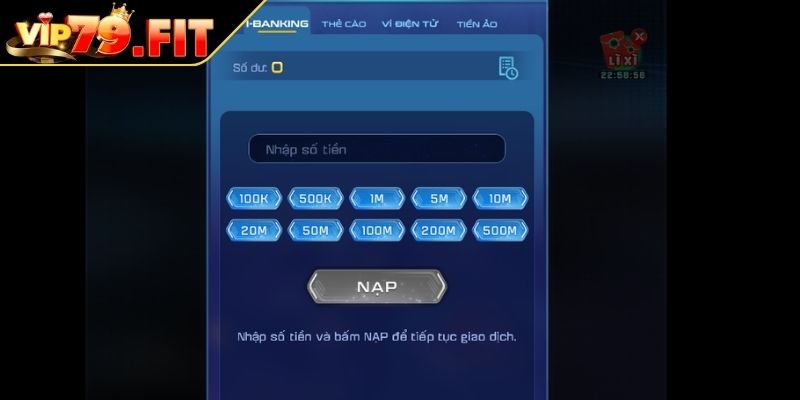Điều kiện cần tuân thủ khi nạp tiền VIP79
